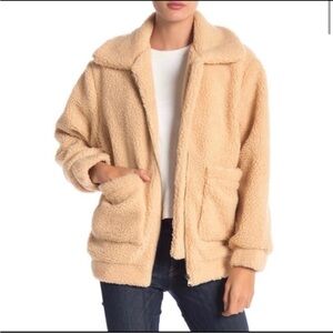 Elodie Anthropologie Women Teddy Jacket Coat Size XS Sherpa Cream Tan Oversize